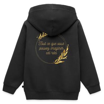 Tout ce que vous pouvez imaginer est réel - Sweat Premium à capuche zippé enfant bio - noir - Dos - AI Model Kid Male (0cm)