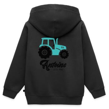 Antoine Vorname Antoine mit Traktor - Kinder Premium Organic Zip Hoodie - Schwarz - Hinten - AI Model Kid Male (0cm)