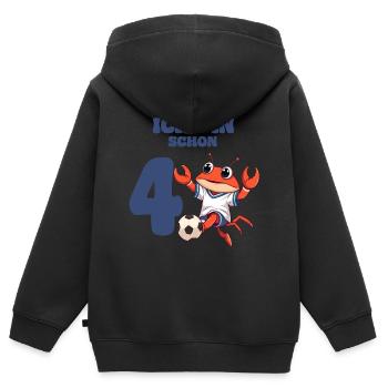 Fußball Geburtstag Krebs Sternzeichen 4 Jahre alt - Kinder Premium Organic Zip Hoodie - Schwarz - Hinten - AI Model Kid Male (0cm)