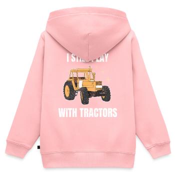 I Still Play With Tractors Agriculteurs - Sweat Premium à capuche zippé enfant bio - rose - Dos - AI Model Kid Female (0cm)