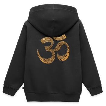 Golden om sign | Mandala - Kids Premium Organic Zip-up Hoodie - black - Back - AI Model Kid Male (0cm)