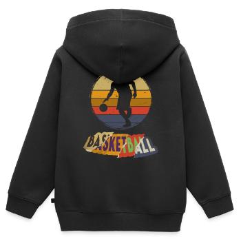 Basketteur Basketteur Vintage Rétro - Sweat Premium à capuche zippé enfant bio - noir - Dos - AI Model Kid Male (0cm)