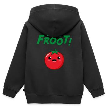Je m’appelle Froot - Sweat Premium à capuche zippé enfant bio - noir - Dos - AI Model Kid Male (0cm)
