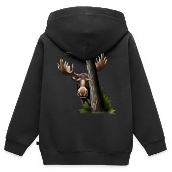 Hide-and-seek: Moose - Kids Premium Organic Zip-up Hoodie - black - Back - AI Model Kid Male (0cm)