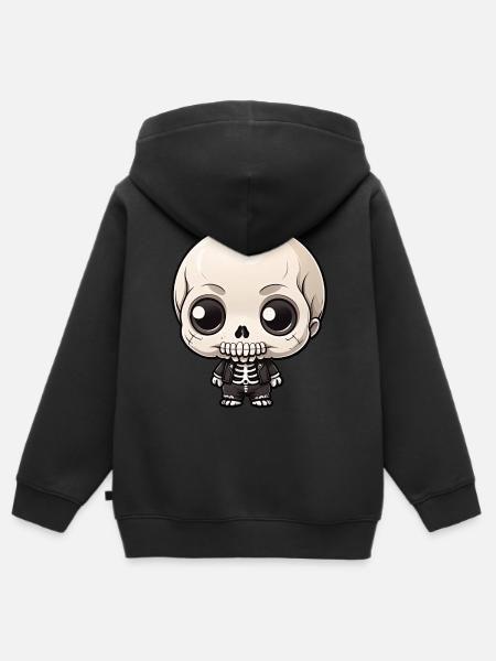 Halloween - Little Cute Skeleton - Kids Premium Organic Zip-up Hoodie - black
