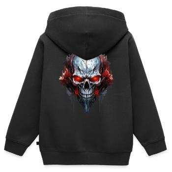 Crâne Crâne Squelette Moto Biker Gang - Sweat Premium à capuche zippé enfant bio - noir - Dos - AI Model Kid Male (0cm)