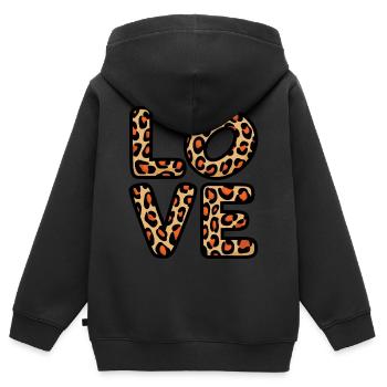 Signe de paix Amour des années 60 des années 70 Costume Groovy Hippie - Sweat Premium à capuche zippé enfant bio - noir - Dos - AI Model Kid Male (0cm)