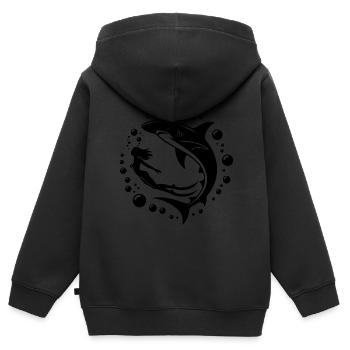 Taucherin und Hammerhai - Kinder Premium Organic Zip Hoodie - Schwarz - Hinten - AI Model Kid Male (0cm)
