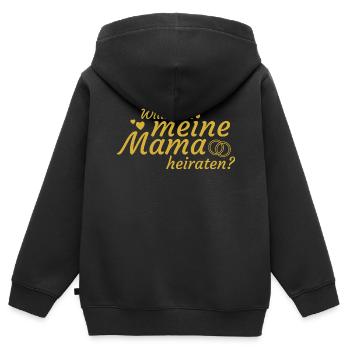 Heiratsantrag: Willst du meine Mama heiraten? - Kinder Premium Organic Zip Hoodie - Schwarz - Hinten - AI Model Kid Male (0cm)