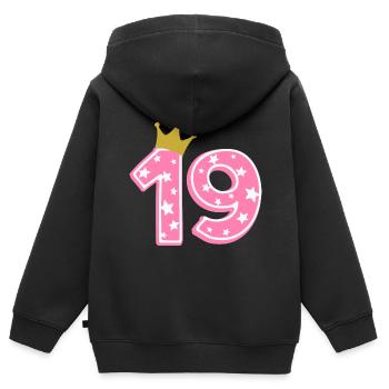 19 Krone 19. Geburtstag 19 Jahre - Kinder Premium Organic Zip Hoodie - Schwarz - Hinten - AI Model Kid Male (0cm)
