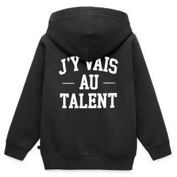 J'y vais au talent - Sweat Premium à capuche zippé enfant bio - noir - Dos - AI Model Kid Male (0cm)