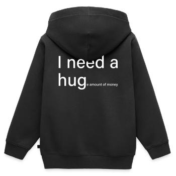 J’ai besoin d’une somme d’argent - Sweat Premium à capuche zippé enfant bio - noir - Dos - AI Model Kid Male (0cm)