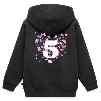 Butterfly 5 years 5 birthday girl - Kids Premium Organic Zip-up Hoodie - black - Back - AI Model Kid Male (0cm)