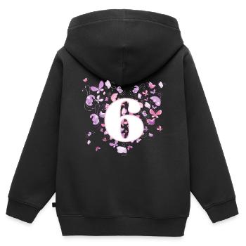 Schmetterling 6 Jahre 6 Geburtstag Mädchen - Kinder Premium Organic Zip Hoodie - Schwarz - Hinten - AI Model Kid Male (0cm)