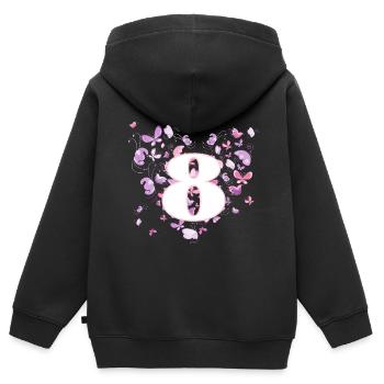 Butterfly 8 Years 8 Birthday Girl - Kids Premium Organic Zip-up Hoodie - black - Back - AI Model Kid Male (0cm)