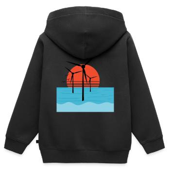 Éolienne - Sweat Premium à capuche zippé enfant bio - noir - Dos - AI Model Kid Male (0cm)