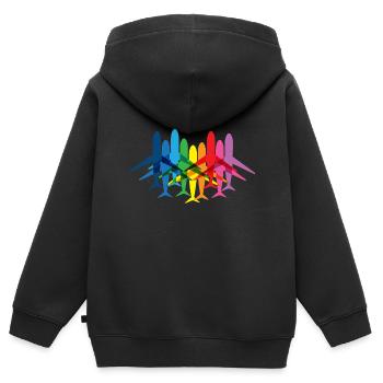 Pilot Flugzeug Geschenk-Idee - Kinder Premium Organic Zip Hoodie - Schwarz - Hinten - AI Model Kid Male (0cm)