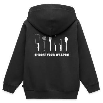 Cuisinière cuisinier Cuisine - Sweat Premium à capuche zippé enfant bio - noir - Dos - AI Model Kid Male (0cm)
