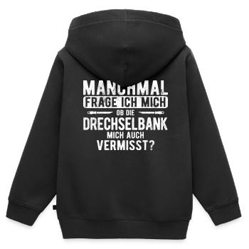 Drechseln Drehen - Kinder Premium Organic Zip Hoodie - Schwarz - Hinten - AI Model Kid Male (0cm)