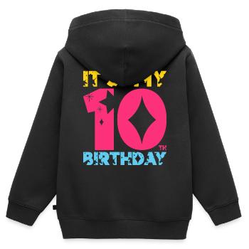 C’EST MON 10E ANNIVERSAIRE LICORNE 10E ANNIVERSAIRE - Sweat Premium à capuche zippé enfant bio - noir - Dos - AI Model Kid Male (0cm)