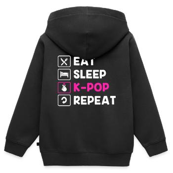 K-Pop - Sweat Premium à capuche zippé enfant bio - noir - Dos - AI Model Kid Male (0cm)