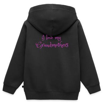 We love Grandmothers - Kids Premium Organic Zip-up Hoodie - black - Back - AI Model Kid Male (0cm)