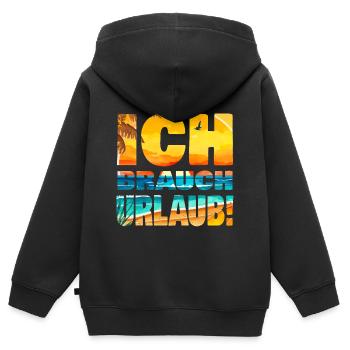 Brauche Urlaub Burnout Stress ausruhen Erholung - Kinder Premium Organic Zip Hoodie - Schwarz - Hinten - AI Model Kid Male (0cm)