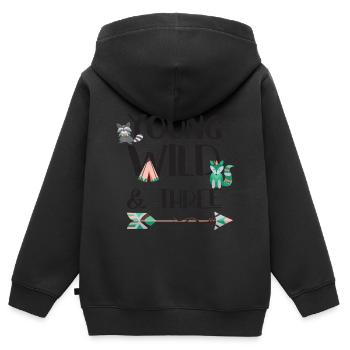 Young Wild & Three - Kinder Premium Organic Zip Hoodie - Schwarz - Hinten - AI Model Kid Male (0cm)