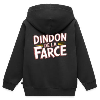 Dindon de la farce - Sweat Premium à capuche zippé enfant bio - noir - Dos - AI Model Kid Male (0cm)