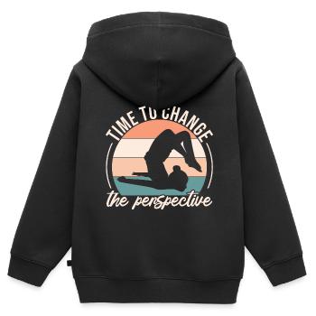Kontorsionist - Time to change the perspective - Kids Premium Organic Zip-up Hoodie - black - Back - AI Model Kid Male (0cm)