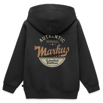 Markus Geschenk T-Shirt personalisierter Name markus - Kinder Premium Organic Zip Hoodie - Schwarz - Hinten - AI Model Kid Male (0cm)