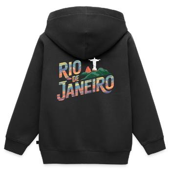 Rio de Janeiro - Sweat Premium à capuche zippé enfant bio - noir - Dos - AI Model Kid Male (0cm)
