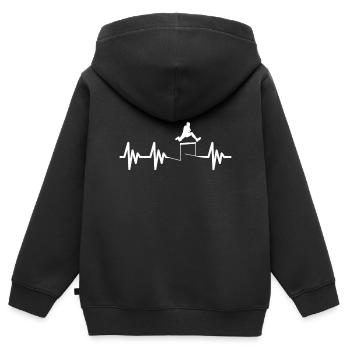 Course de haies parcours d'obstacles battement de coeur - Sweat Premium à capuche zippé enfant bio - noir - Dos - AI Model Kid Male (0cm)