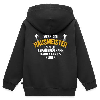 Hausmeister Geschenk - Kinder Premium Organic Zip Hoodie - Schwarz - Hinten - AI Model Kid Male (0cm)