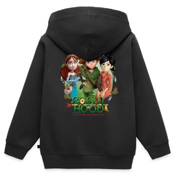 Robin Hood Marian Und Scarlett Gruppenbild - Kinder Premium Organic Zip Hoodie - Schwarz - Hinten - AI Model Kid Male (0cm)