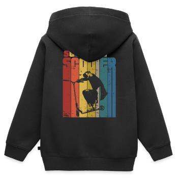 Scooter cascade vintage - Sweat Premium à capuche zippé enfant bio - noir - Dos - AI Model Kid Male (0cm)