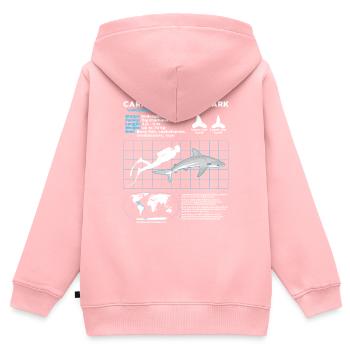 Fiche technique du requin de récif des Caraïbes - Sweat Premium à capuche zippé enfant bio - rose - Dos - AI Model Kid Female (0cm)