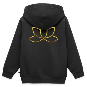 Fleur de lotus - Sweat Premium à capuche zippé enfant bio - noir - Dos - AI Model Kid Male (0cm)