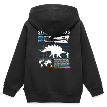 Fiche technique de Stegosaurus - Sweat Premium à capuche zippé enfant bio - noir - Dos - AI Model Kid Male (0cm)
