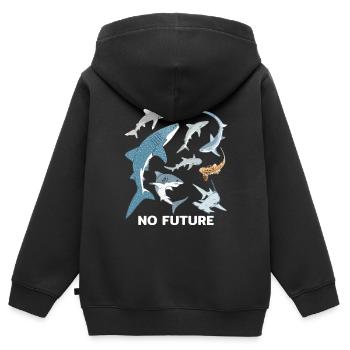 Pas d’ailerons Pas d’espèces de requins futures - Sweat Premium à capuche zippé enfant bio - noir - Dos - AI Model Kid Male (0cm)