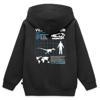 Fiche d’information sur Velociraptor - Sweat Premium à capuche zippé enfant bio - noir - Dos - AI Model Kid Male (0cm)