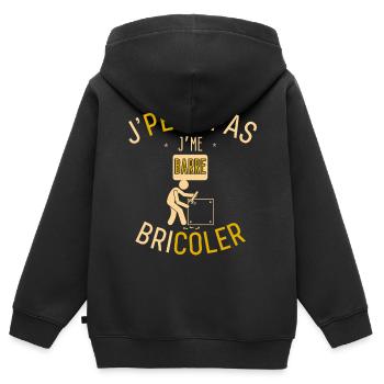 J'Peux Pas J'me Barre Bricoler - Sweat Premium à capuche zippé enfant bio - noir - Dos - AI Model Kid Male (0cm)