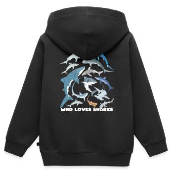 Tigerhai Blauhai Walhai Haiarten - Kinder Premium Organic Zip Hoodie - Schwarz - Hinten - AI Model Kid Male (0cm)