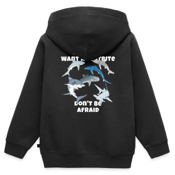 Haiarten Blauhai Tigerhai Hammerhai - Kinder Premium Organic Zip Hoodie - Schwarz - Hinten - AI Model Kid Male (0cm)