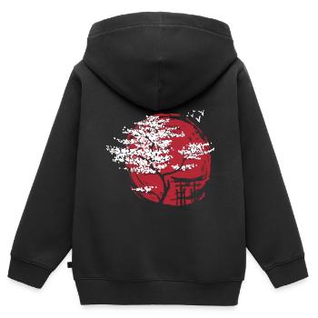 Érable nain japonais et torii de voûte - Sweat Premium à capuche zippé enfant bio - noir - Dos - AI Model Kid Male (0cm)