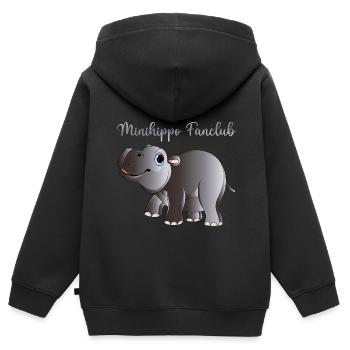 Süßes Zwergflusspferd - Pygmy Hippo Fanclub - Kinder Premium Organic Zip Hoodie - Schwarz - Hinten - AI Model Kid Male (0cm)