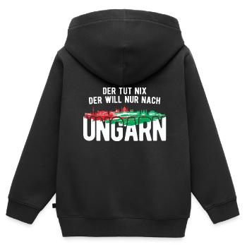 Der Will Nur Nach Ungarn Ungarische Flagge Ungarn - Kinder Premium Organic Zip Hoodie - Schwarz - Hinten - AI Model Kid Male (0cm)