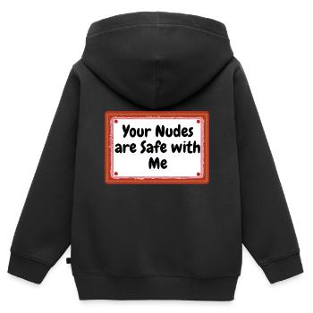 Your Nudes are Safe with Me - Kinder Premium Organic Zip Hoodie - Schwarz - Hinten - AI Model Kid Male (0cm)