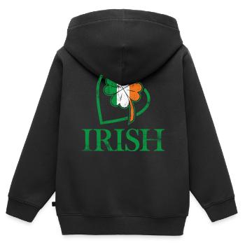 Ich liebe Irland und irische Zeichen und Farben - Kinder Premium Organic Zip Hoodie - Schwarz - Hinten - AI Model Kid Male (0cm)