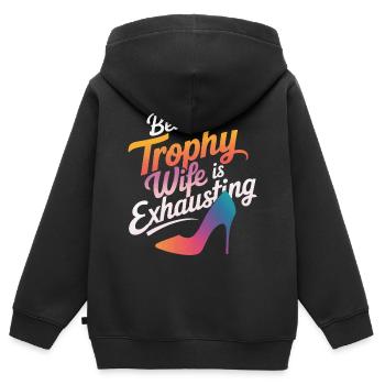 Frau Ehefrau Partnerin Familie Verheiratet - Kinder Premium Organic Zip Hoodie - Schwarz - Hinten - AI Model Kid Male (0cm)